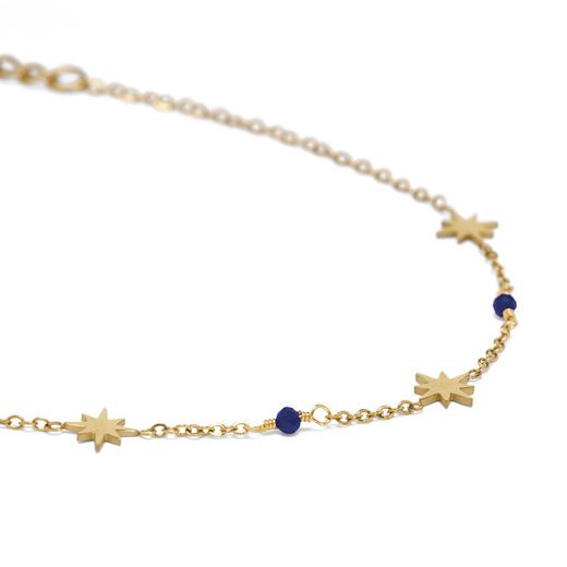 Mini stars and blue lapis chain bracelet
