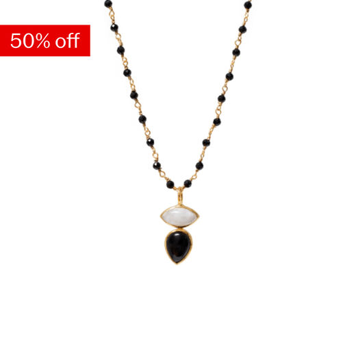 White moonstone and black onyx necklace by Mirabelle