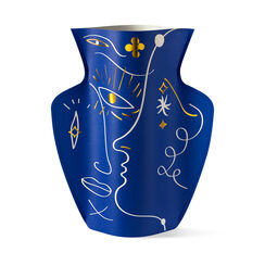Abstract face paper vase