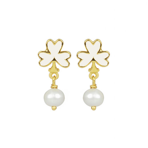 White club and pearl stud earrings by Ottoman Hands