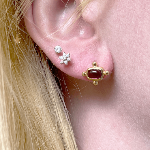 Garnet stud earrings by Mirabelle