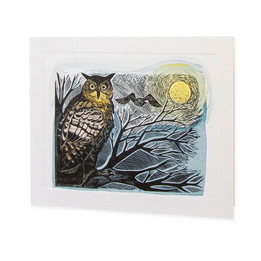 Owl and moon greeting card