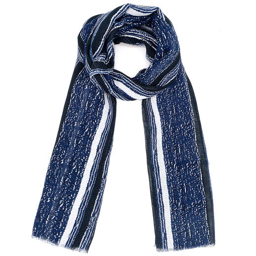 Indigo stripe cotton scarf