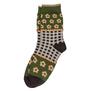 Green floral check socks