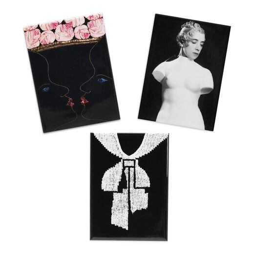 A set of 3 magnets from the Schiaparelli: Fashion Becomes Art exhibition