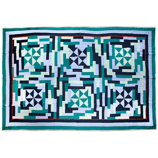 Large green patchwork quilt - assorted