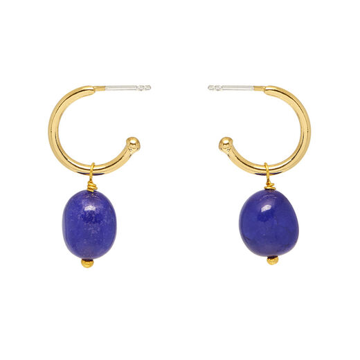 Blue quartz hoop stud earrings by Mirabelle