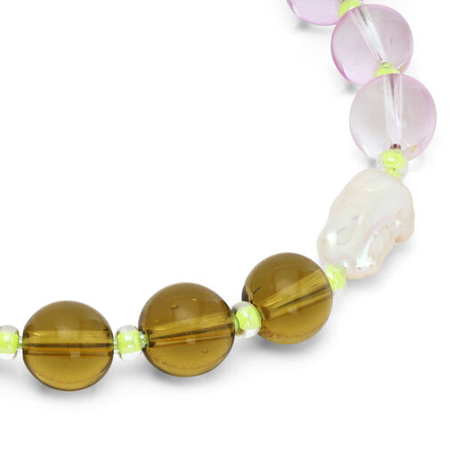 Lilac + moss beaded necklace by Hattie Buzzard