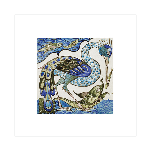 Heron and Dolphin print by William De Morgan