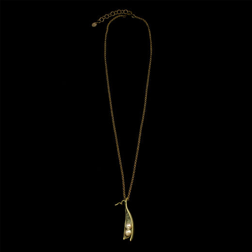 Pearl pea pod pendant necklace by Michael Michaud
