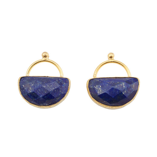 Lapis lazuli half-moon stud earrings by Ottoman Hands