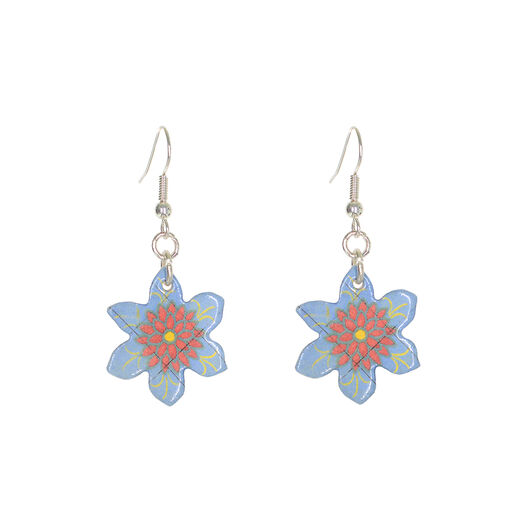 Leman floral motif drop hook earrings