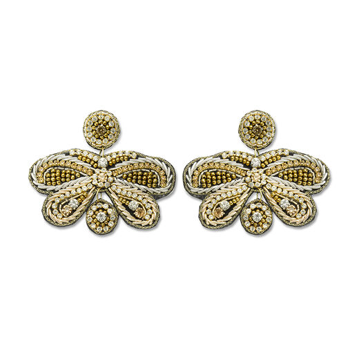 Bow drop embroidery stud earrings by Narratives The Line