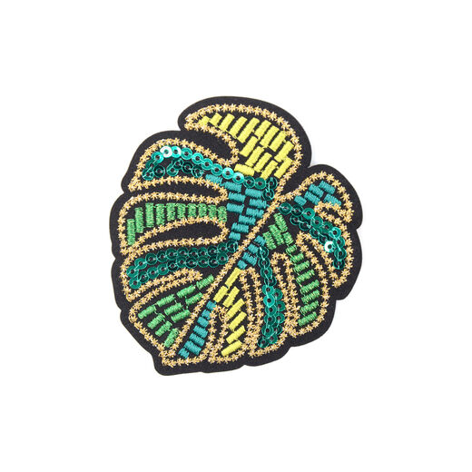 Embroidered monstera leaf patch