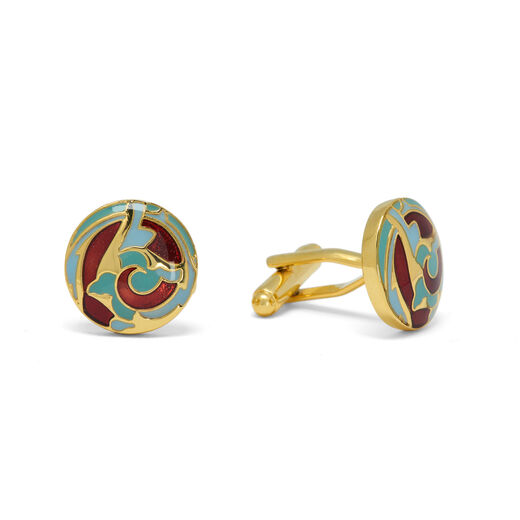 Owen Jones red and blue swirl enamel cufflinks by Azga