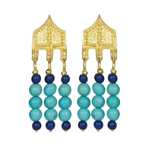 Turquoise and lapis lazuli stud earrings by Ottoman Hands