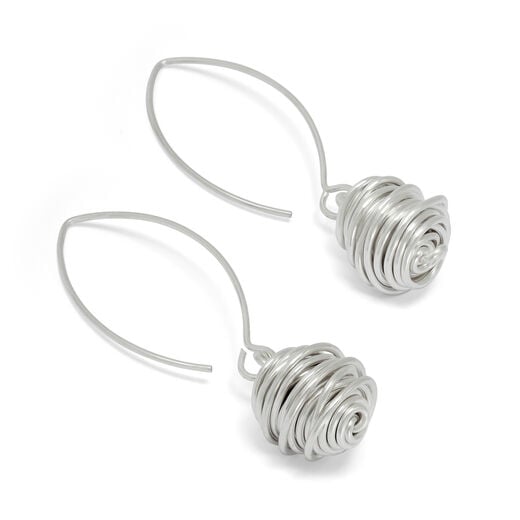 Silver wire wrapped Asteria drop earrings by Black & Sigi