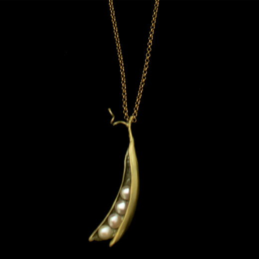 Four pearl pea pod pendant necklace by Michael Michaud