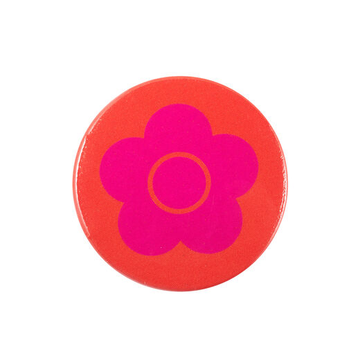 Mary Quant orange daisy button badge
