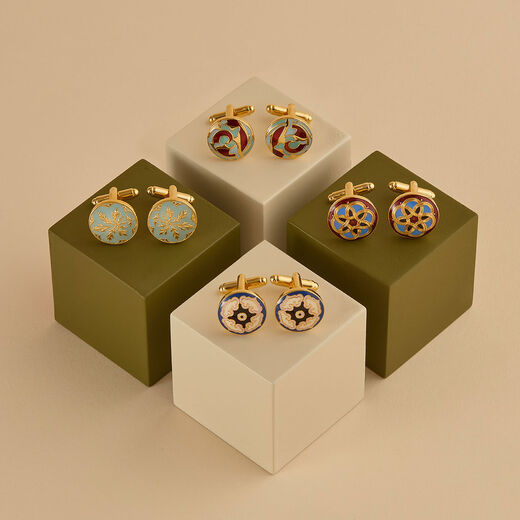 Owen Jones blue leaf enamel cufflinks by Azga