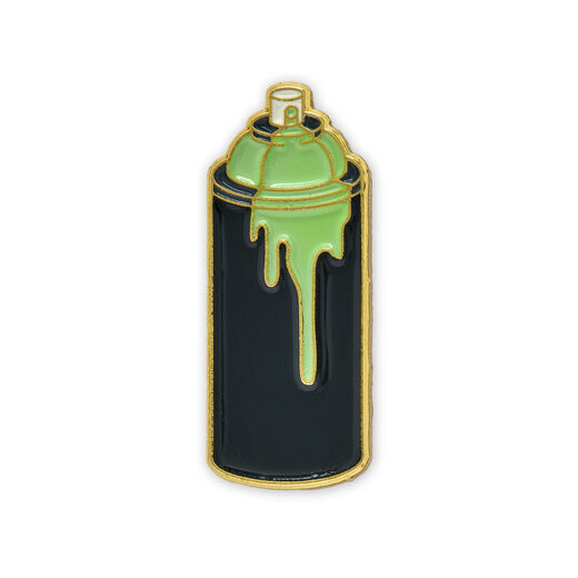 Green spray can enamel pin badge