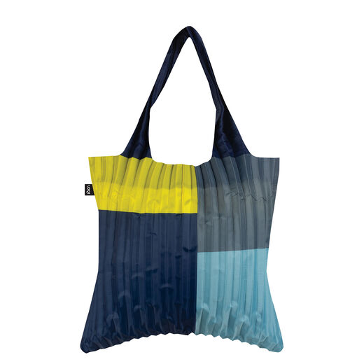 Yellow and blue pleated bag