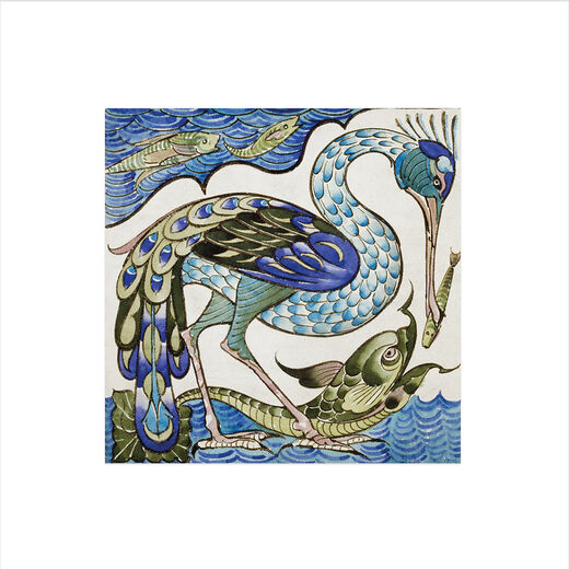 Heron and Dolphin print by William De Morgan