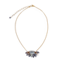 Gold chain necklace featuring a pendant of petal shaped labradorite stones.