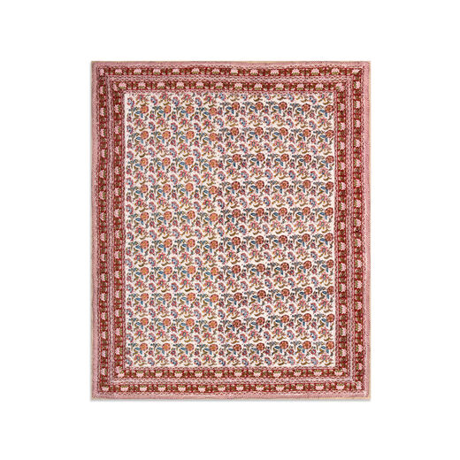 Red hand-printed cotton quilt