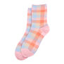 Pink and blue check socks