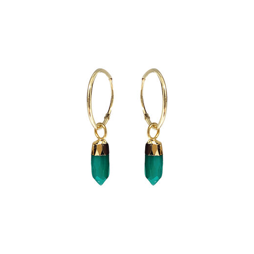 Mini point green onyx hoop earrings by Mirabelle
