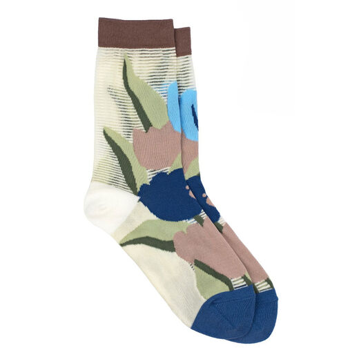 Navy tulips sheer socks