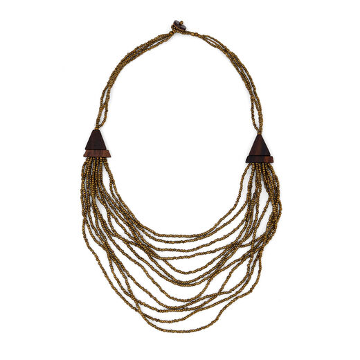 Coffee wood golden beaded necklace