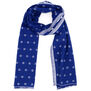 Blue and white circle jacquard cotton scarf