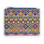 Pouch with a colourful embroidered pattern.