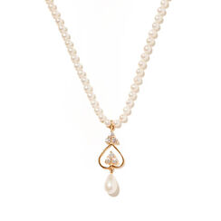 Pearl and crystal pendant necklace by Carousel Jewels