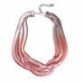 Three strand chain necklace featuring an ombre silver and pink lacquer.