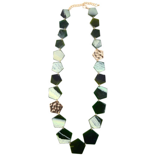 Green hexagon necklace