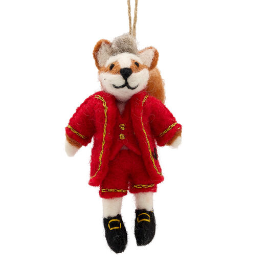 Felt decoration of cute rococo fox with a fluffy tail