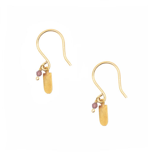 Mini garnet hook earrings by Le Fourbi De Capucine