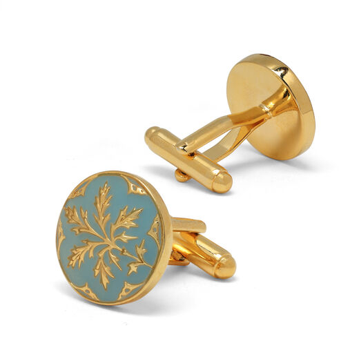 Owen Jones blue leaf enamel cufflinks by Azga