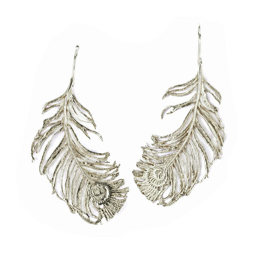Peacock feather stud earrings by Alex Monroe
