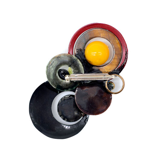 Peking jade and French enamel brooch by Joli