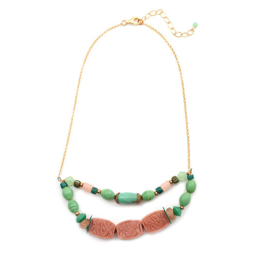 Vintage rhodonite glass necklace by Joli