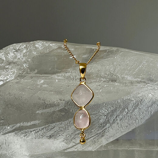 Rose quartz pendant necklace by Mirabelle