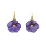 Purple petunia hook earrings by Michael Michaud