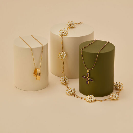 Faux pearl cluster necklace by Fotini Liami