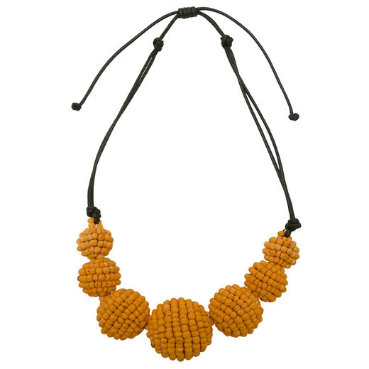 Mustard bead ball necklace
