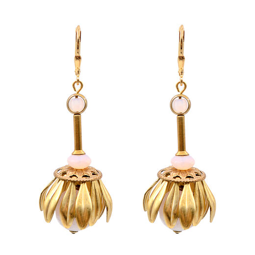 Pink brass hook earrings by Joli