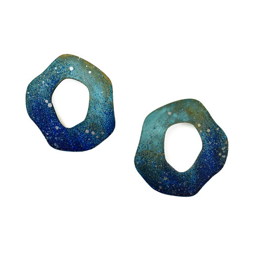 Specked blue ombre stud earrings by Sibilia